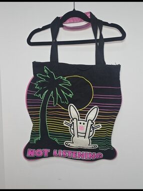 Happy Bunny "Not Listening" tote bag